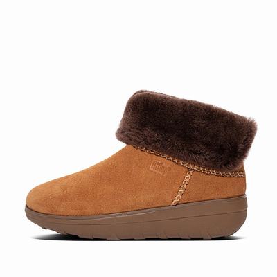 Fitflop Women's MUKLUK Shorty Shearling Lined Suede Ankle Boots - Brown, XT9381207